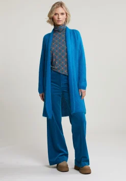 Best River Woods Blauwe ribfluwelen broek hoge taille -