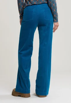 Best River Woods Blauwe ribfluwelen broek hoge taille -