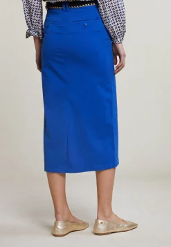 Online River Woods Blauwe stretch midirok met split -