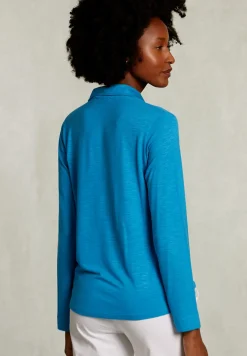Online River Woods Blauwe viscose T-shirt met zak -