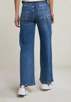 Hot River Woods Blauwe wijde stretch jeansbroek -