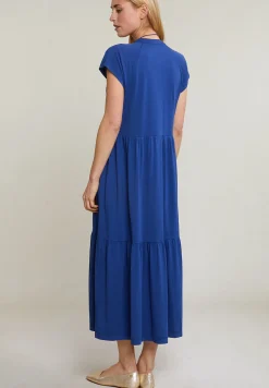 Discount River Woods Blauwe wijdvallende jerseyjurk korte mouwen -