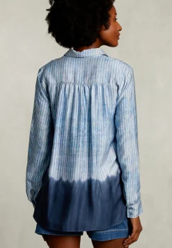 Outlet River Woods Blauwe/wit gestreepte tie-dye blouse -