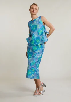 Online River Woods Blauw/groen gebloemde mouwloze top -