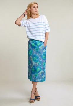 Discount River Woods Blauw/groene gebloemde midirok -
