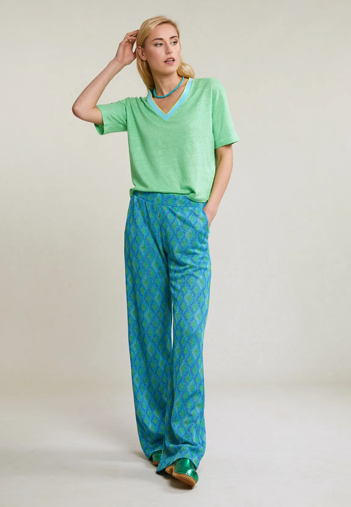 Outlet River Woods Blauw/groene glitter fantasiebroek -