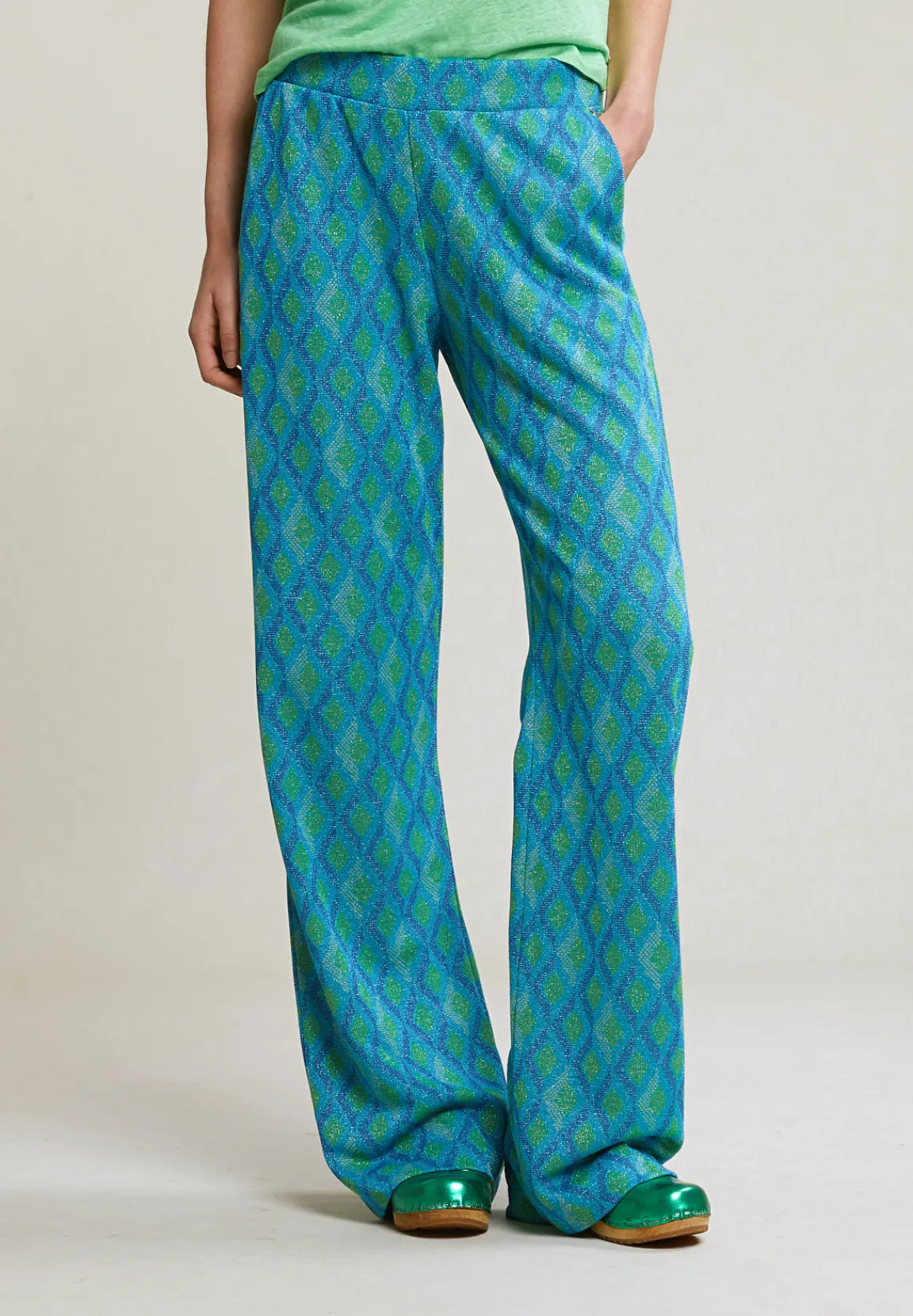 Outlet River Woods Blauw/groene glitter fantasiebroek -