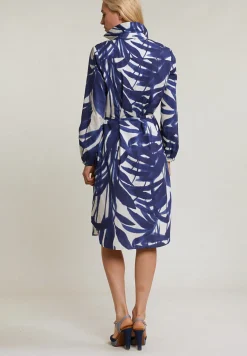 New River Woods Blauw/wit fantasie V-hals jurk -