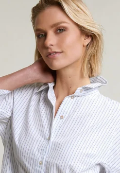 Discount River Woods Blauw/wit geknoopte gestreepte blouse -