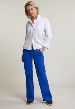 Discount River Woods Blauw/wit geknoopte gestreepte blouse -