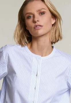 Outlet River Woods Blauw/wit gestreepte blouse pofmouwen -