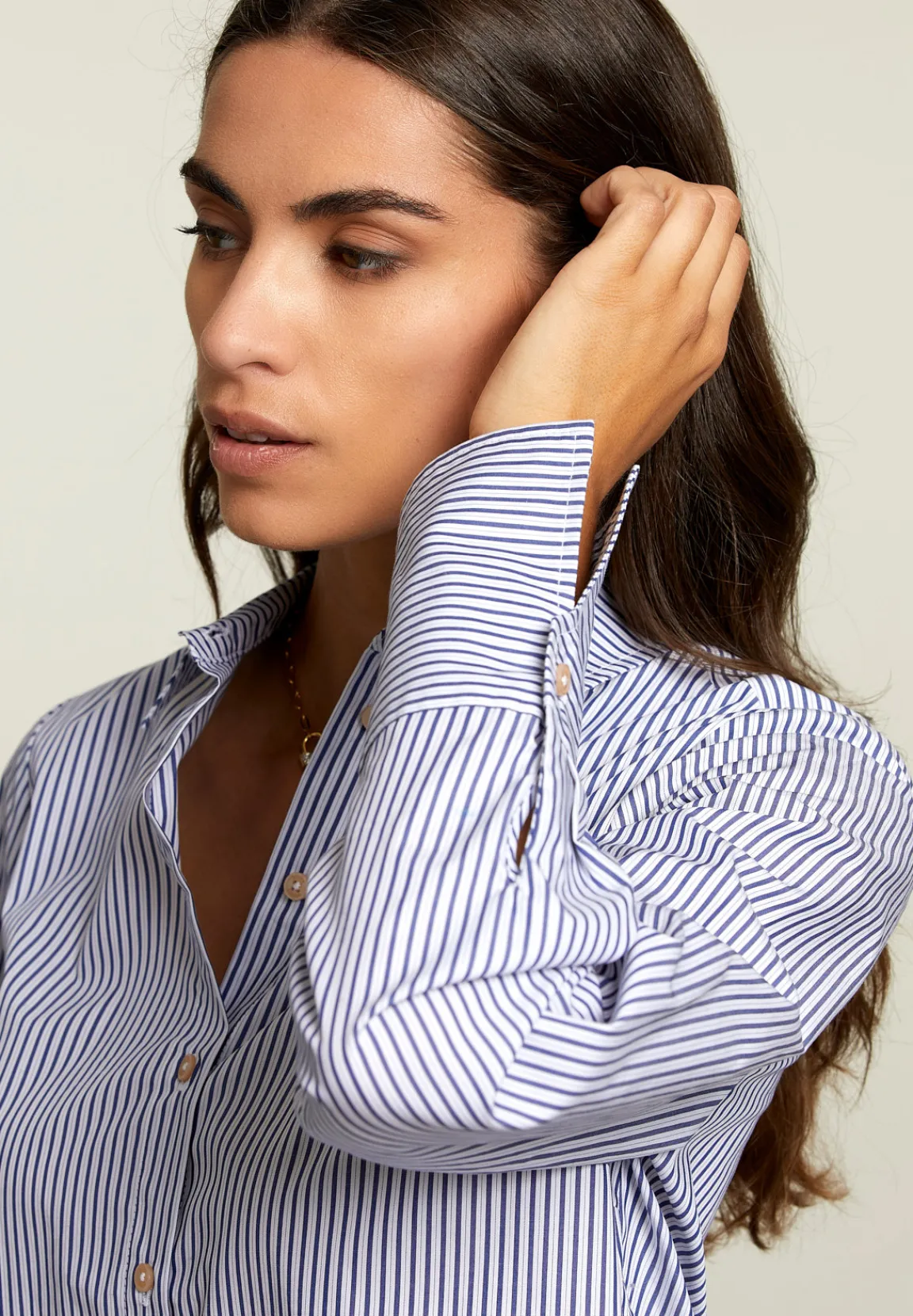 Discount River Woods Blauw/wit gestreepte blouse -