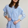 Sale River Woods Blauw/witte mouwloze kimono met riem -
