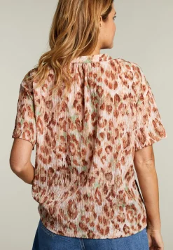 Fashion River Woods Blouse met korte mouwen in dierenprint -