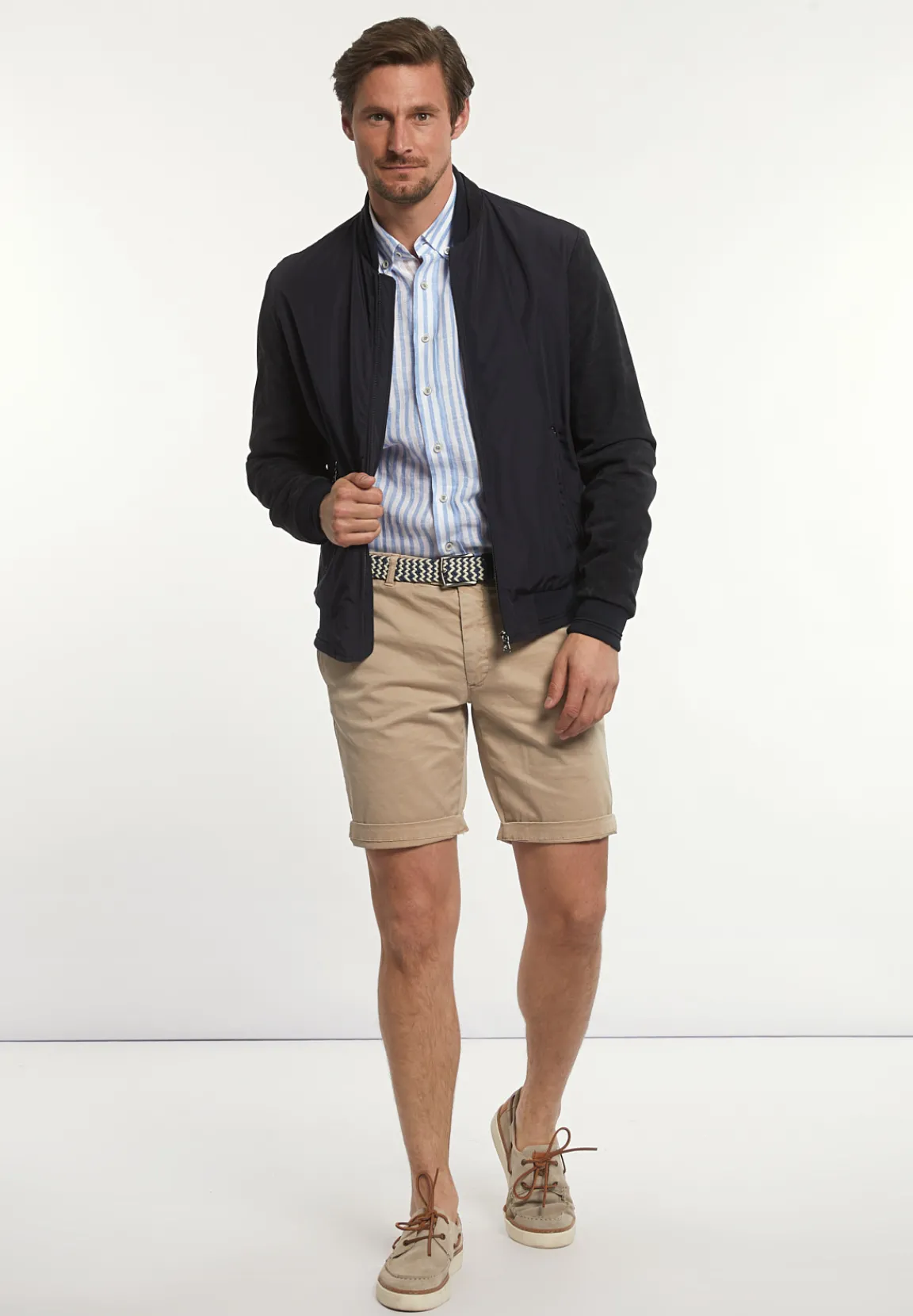 Best River Woods Blouson suède mouwen navy -