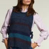 Sale River Woods Bordeaux/blauw gestreepte debardeur ronde hals -