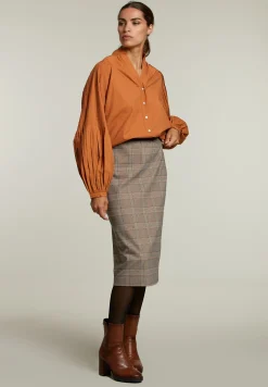 Clearance River Woods Bruine effen blouse pofmouwen -