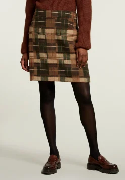 New River Woods Bruine geruite minirok -