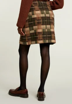 New River Woods Bruine geruite minirok -