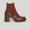 Hot River Woods Bruine lederen enkellaarzen hoge hak -