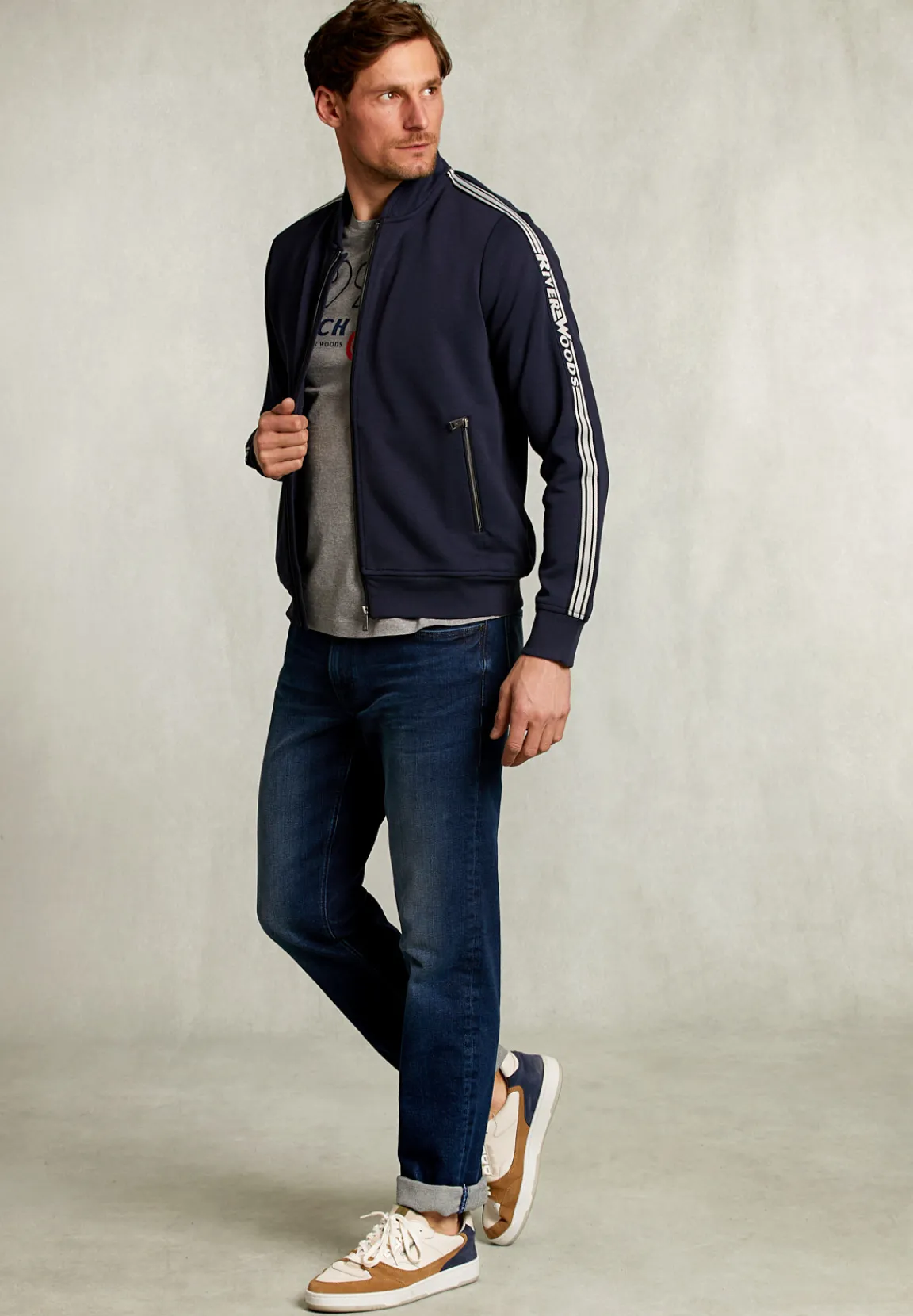 Online River Woods Cardigan met rits navy -
