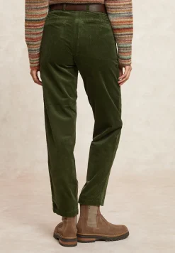 Best River Woods Comfortabele ribfluwelen 7/8 broek groen -