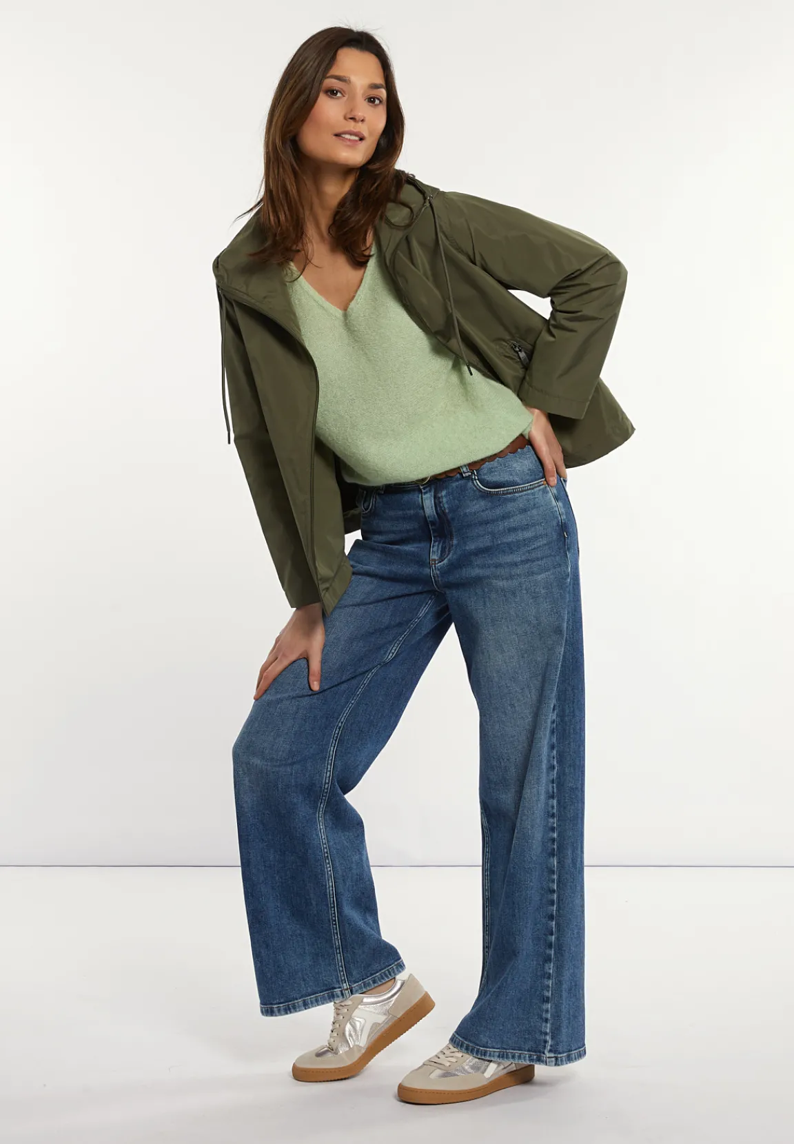 Sale River Woods Cropped jas met kap kaki -