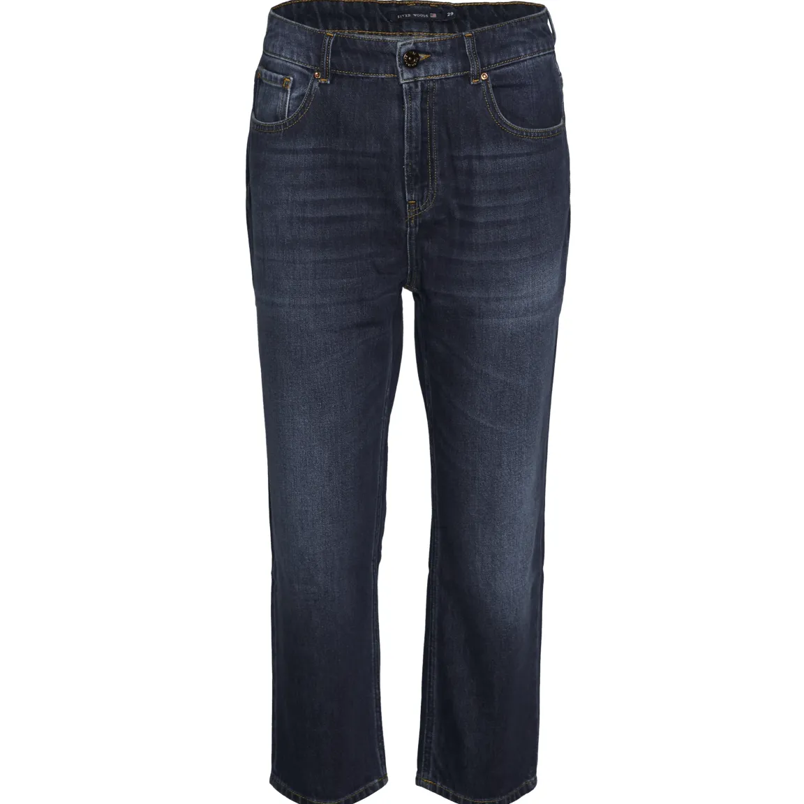 Online River Woods Cropped mid waist blauwe jeans -
