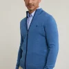 New River Woods Custom fit basic merino cardigan lake mix -