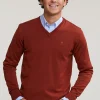 Clearance River Woods Custom fit basic merino V-hals trui negroni mix -