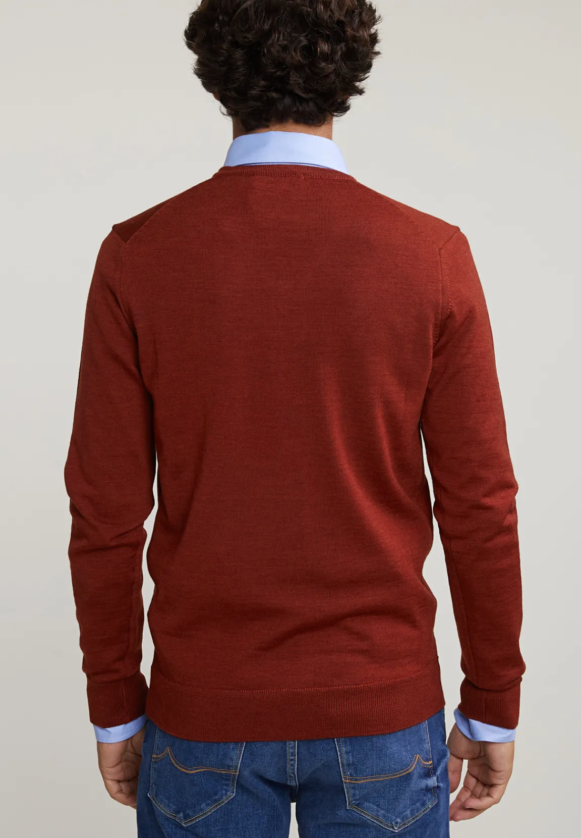 Clearance River Woods Custom fit basic merino V-hals trui negroni mix -