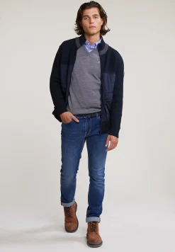 Clearance River Woods Custom fit basic merino V-hals trui oxford mix -
