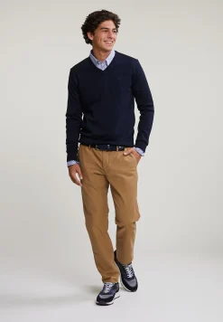 Hot River Woods Custom fit basic merino V-hals trui stellar mix -