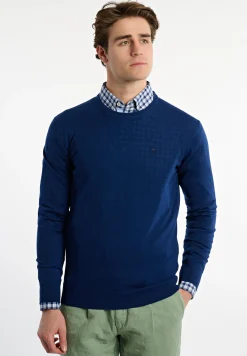 Best River Woods Custom fit basic merinotrui ronde hals dusk mix -