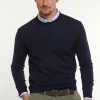 Discount River Woods Custom fit basic merinotrui ronde hals navy blue -