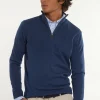 Fashion River Woods Custom fit basic merinotrui opstaande kraag mykonos blue mix -