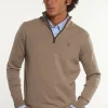 Best River Woods Custom fit basic merinotrui opstaande kraag earth mix -