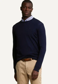 Clearance River Woods Custom fit basic merinotrui ronde hals navy -