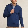 Clearance River Woods Custom fit basic merinotrui halve rits denim blue mix -