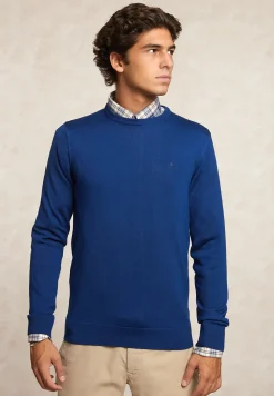 Fashion River Woods Custom fit basic merinotrui ronde hals lake -
