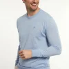 Discount River Woods Custom fit basic merinotrui ronde hals soft blue mix -