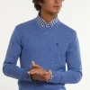 Best River Woods Custom fit basic merinotrui ronde hals persian blue mix -