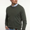 New River Woods Custom fit basic merinotrui ronde hals forest mix -