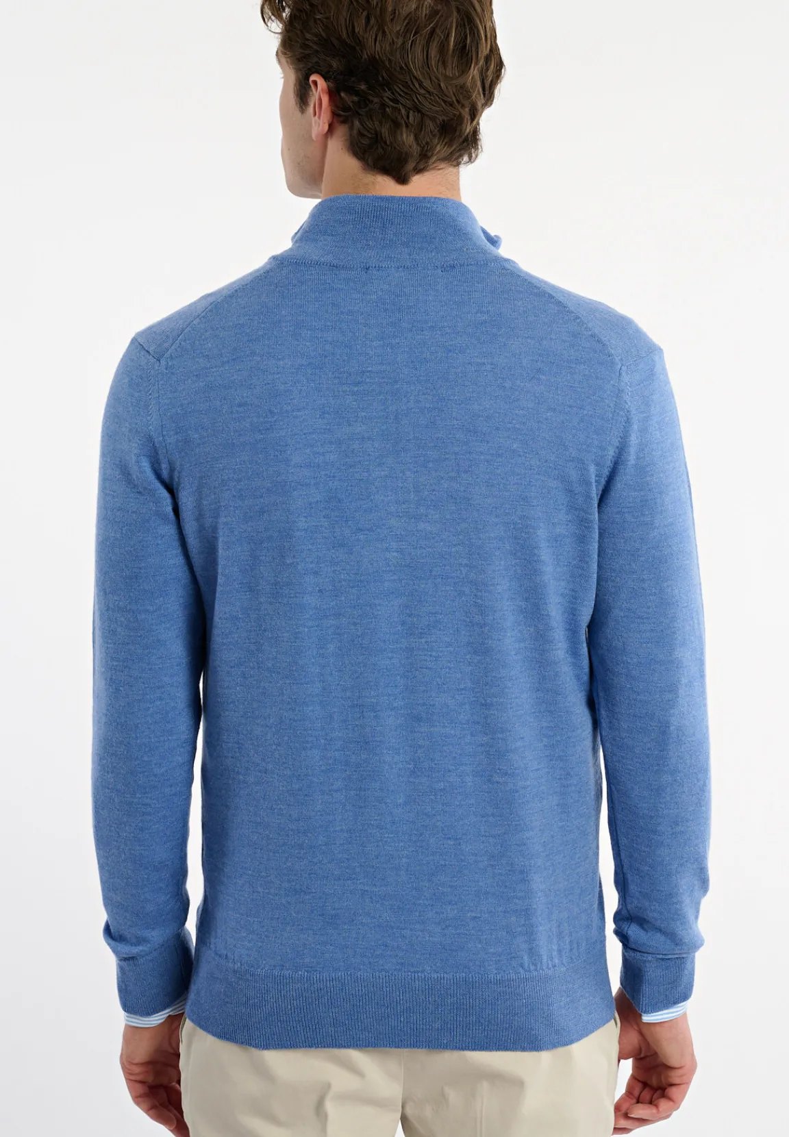 Discount River Woods Custom fit basic merinotrui opstaande kraag persian blue mix -