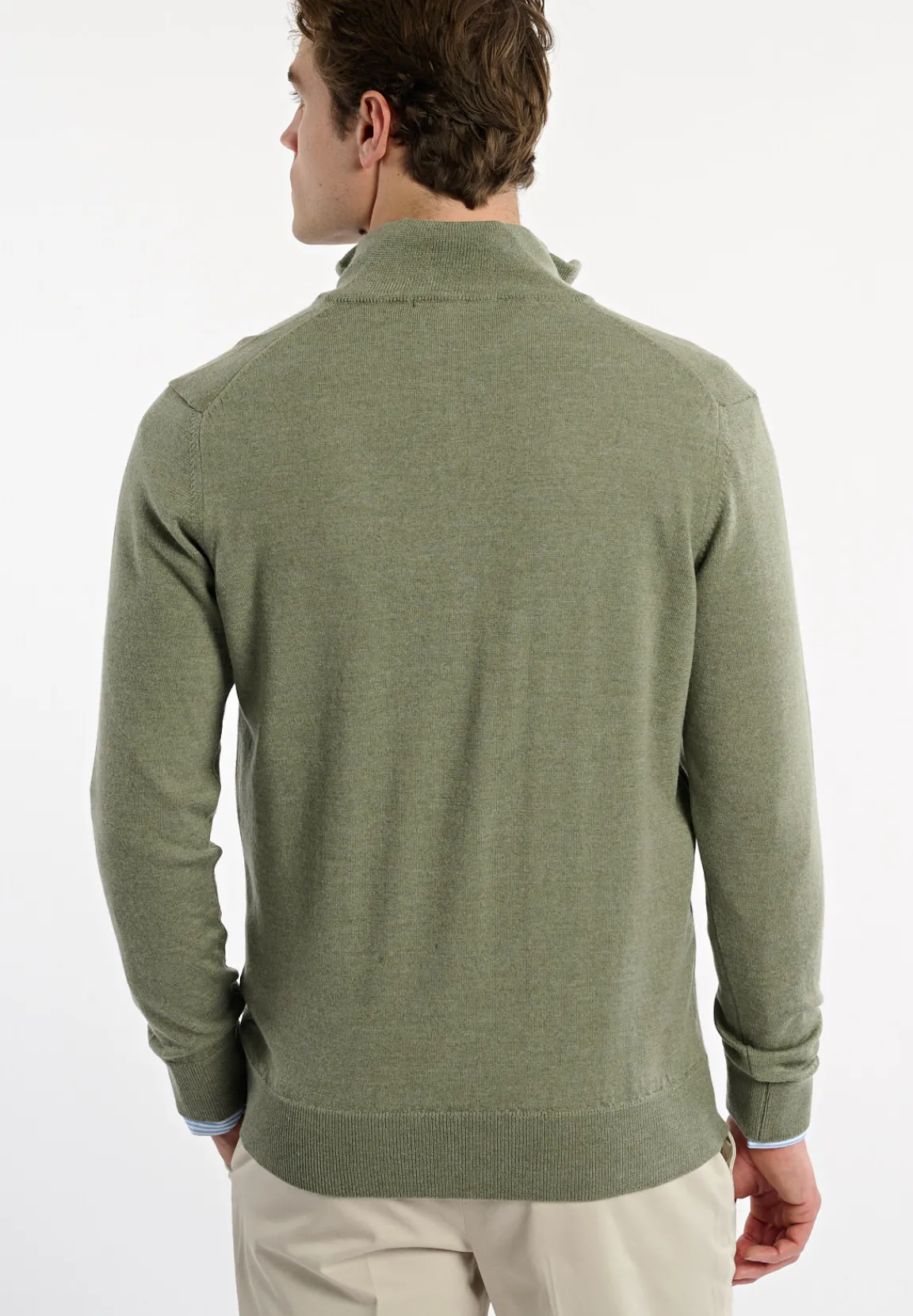 Best River Woods Custom fit basic merinotrui opstaande kraag jade mix -