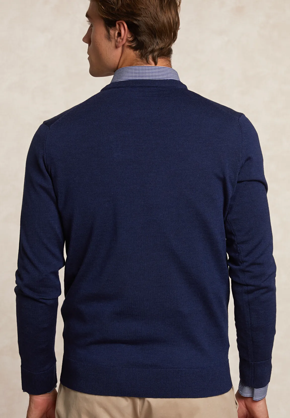Clearance River Woods Custom fit basic merinotrui ronde hals dk blue beard mix -