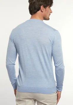 Discount River Woods Custom fit basic merinotrui ronde hals soft blue mix -