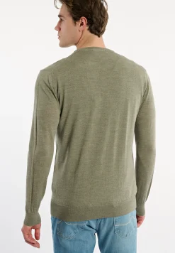 Sale River Woods Custom fit basic merinotrui ronde hals jade mix -