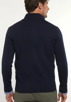 Discount River Woods Custom fit basic merinotrui opstaande kraag navy -