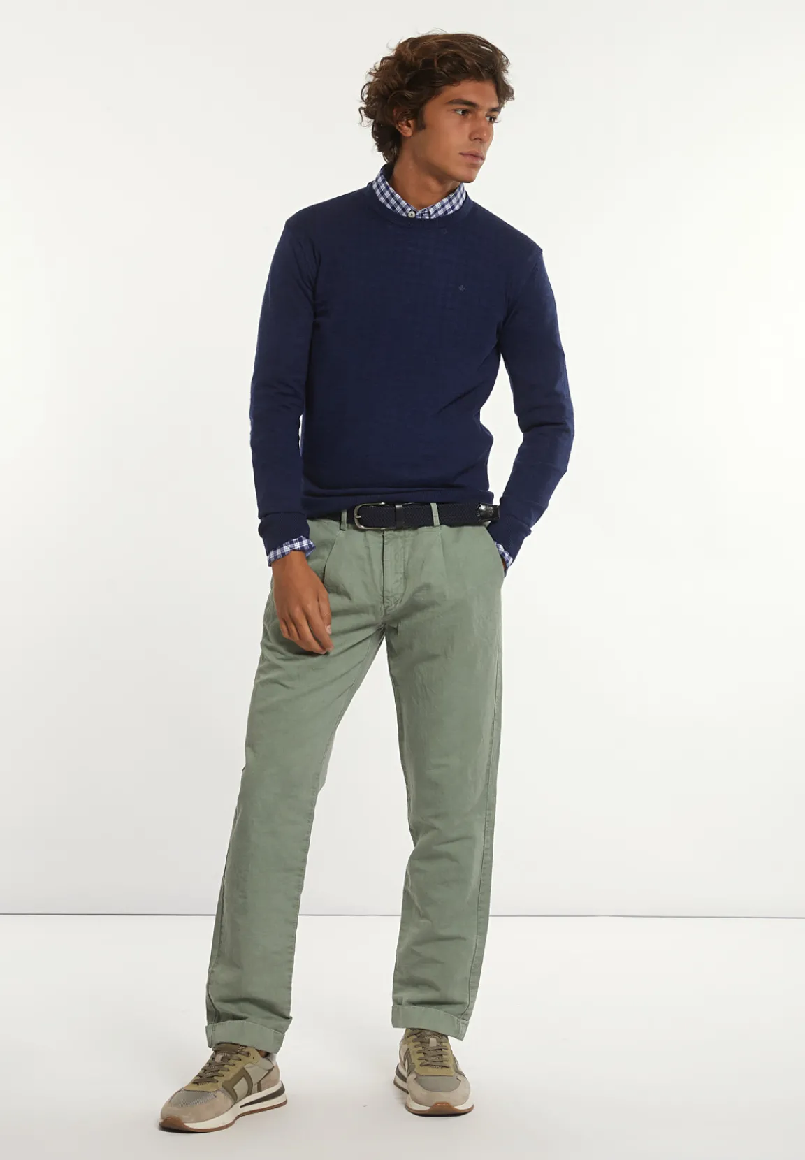 Sale River Woods Custom fit basic merinotrui ronde hals twilight mix -
